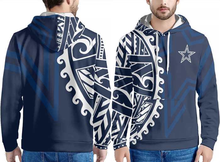 Men's Dallas Cowboys Navy Pullover Hoodie - Click Image to Close